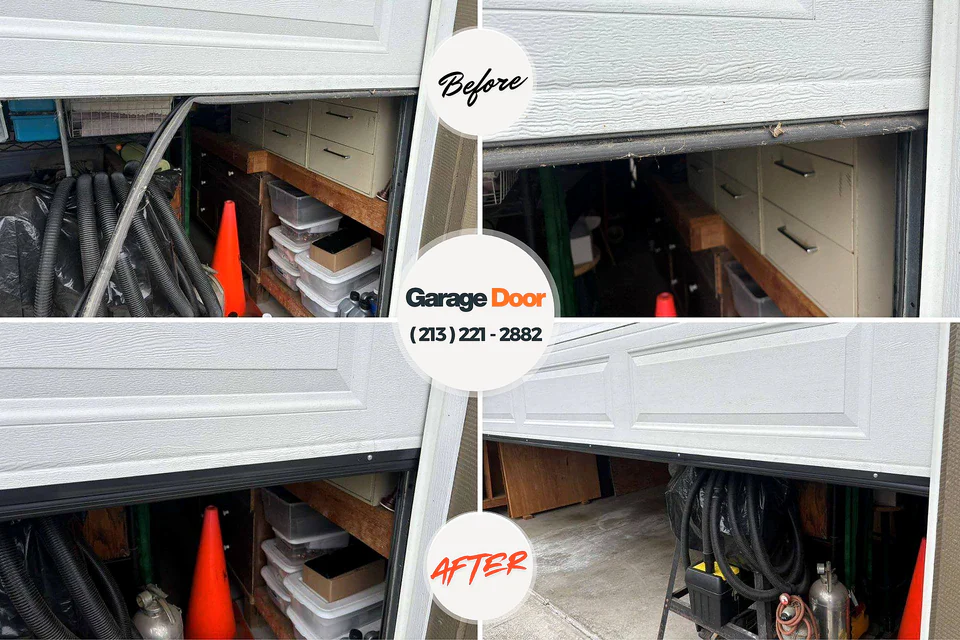 Before and after: garage door repair Holdenville, OK